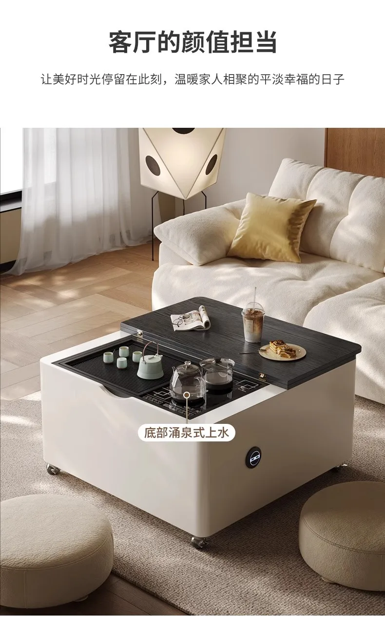 Modern mobile electric lifting folding coffee table small apartment living room multi-functional tea table