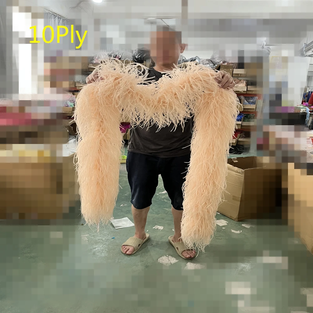 10Ply 15Ply Ostrich feather boa 6ply Thick Naural feathers Trims for Wedding Dress Sewing Decoration Shawl 2 Meters