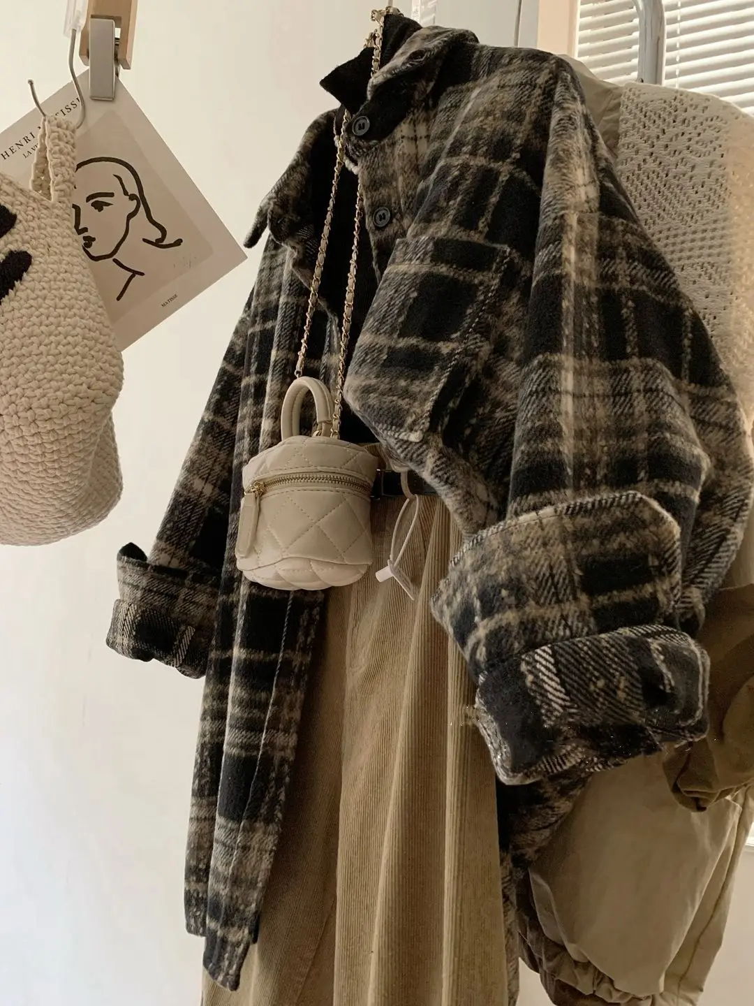 트위드 재킷 여성용 겨울 긴팔 클래식 빈티지 부드러운 실루엣 슬림핏 울 스팽글 주름 개성