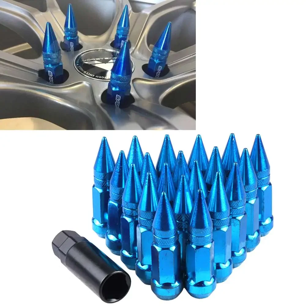 20pcs Car Wheels Rims Lug Nuts With Spike Extended Tuner Nut M12 x 1.5/M12 x 1.25 Wheel Bolt Screw Aluminum Lug Nuts Universal