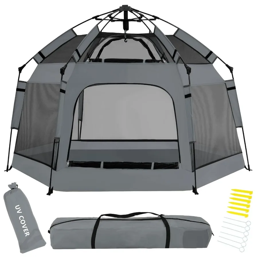 روضة أطفال منبثقة للأطفال مع قفل أمان مظلة روضة أطفال خارجية مع 6 أوتاد أرضية و6 حصص رمل للحماية من الأشعة فوق البنفسجية B #1