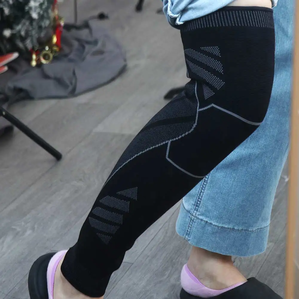 Imitation Nylon Full Leg Compression Sleeve Wear-resistant Anti-slip Fitness Knee Pads Sweat-absorbing Elastic