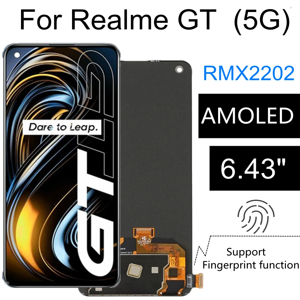 

6.43 AMOLED For Realme GT 5G RMX2202 LCD Display Touch Screen Assembly Replacement Accessory