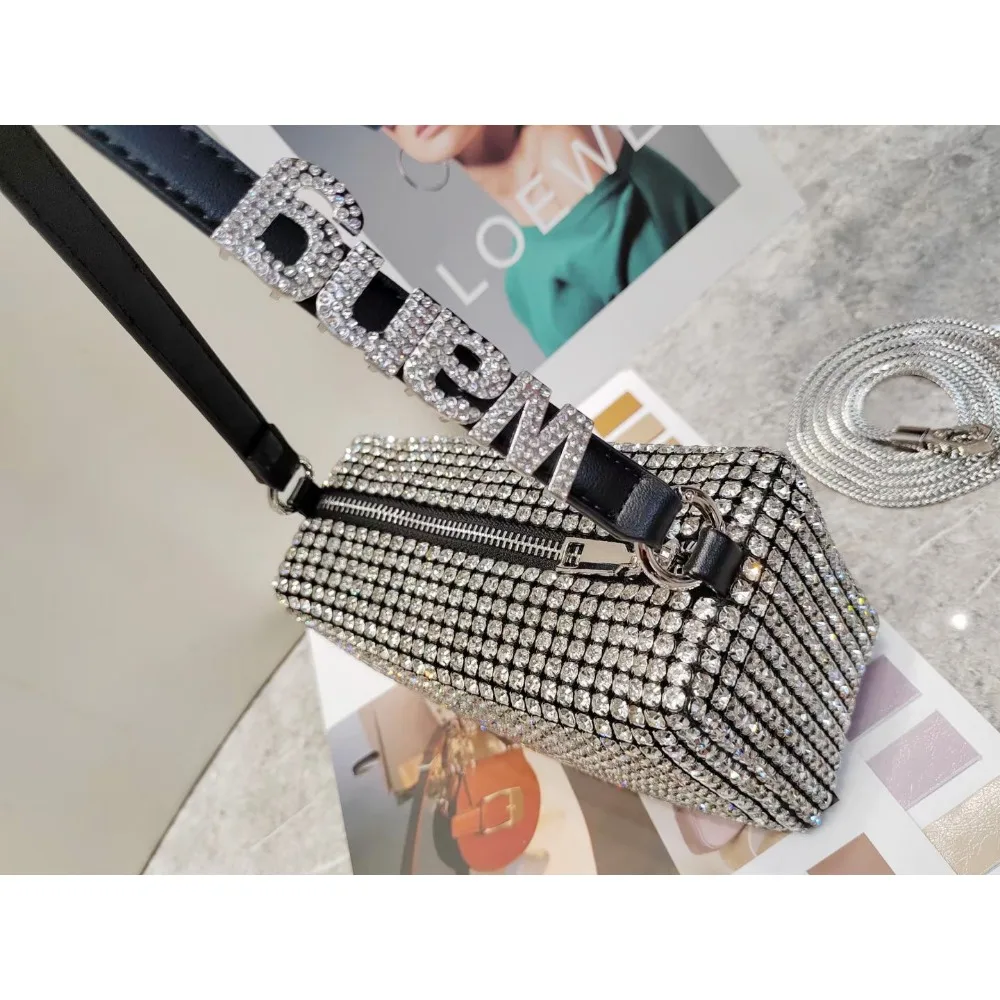 Super A Rhinestone Bag Light Luxury Bag Women\'s Summer High-end Texture Crossbody Handbag Banquet Bag Shiny Full Diamond Bag