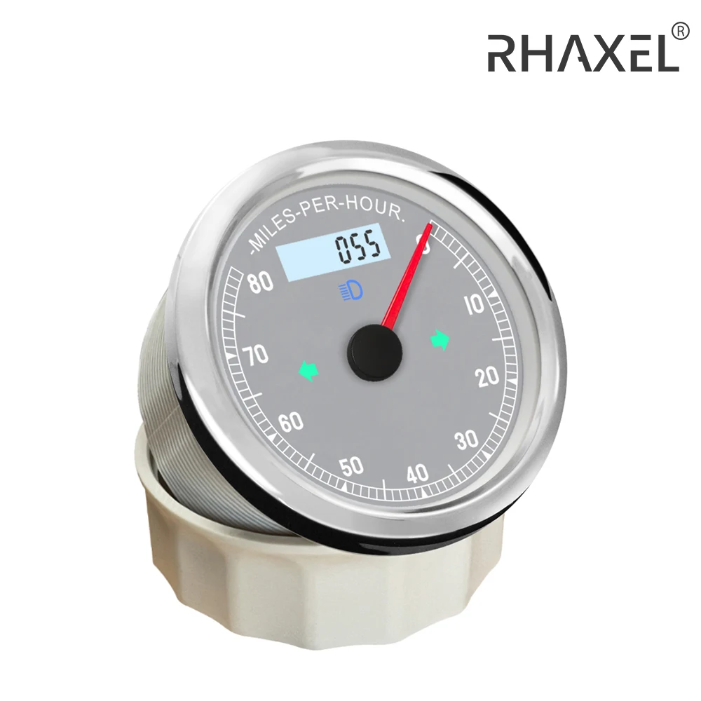 RHAXEL 80MPH 150MPH GPS Speed Guage Odometer Adjustable with White Backlight for Car Trucks Boat Motorcycle 9-32V 85mm