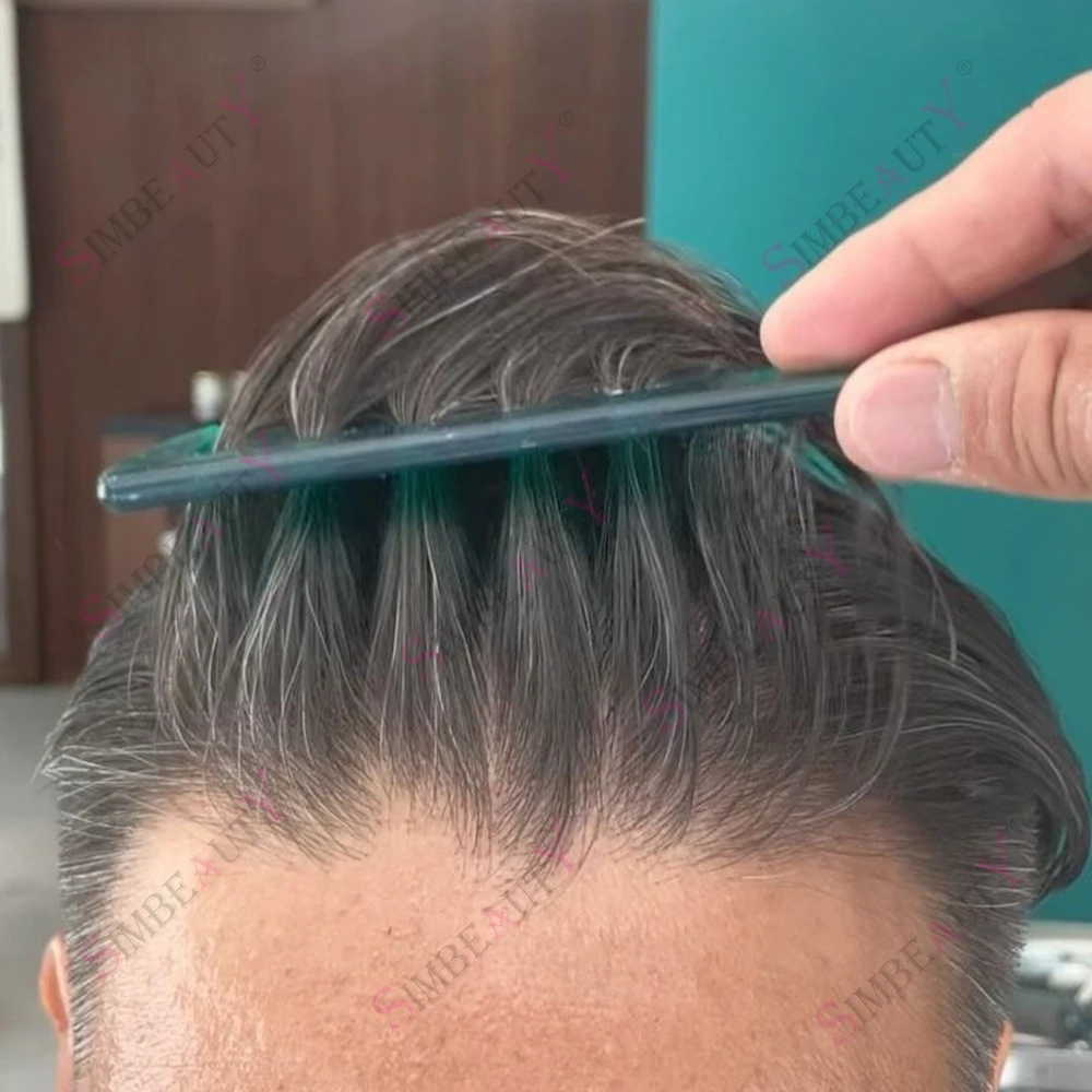 

Натуральная линия волос 0,04-0,05 мм, супер тонкая кожа, длина 90%, невидимый мужской парик 410 # 310 # Серые, светлые, коричневые мужские парики из человеческих волос