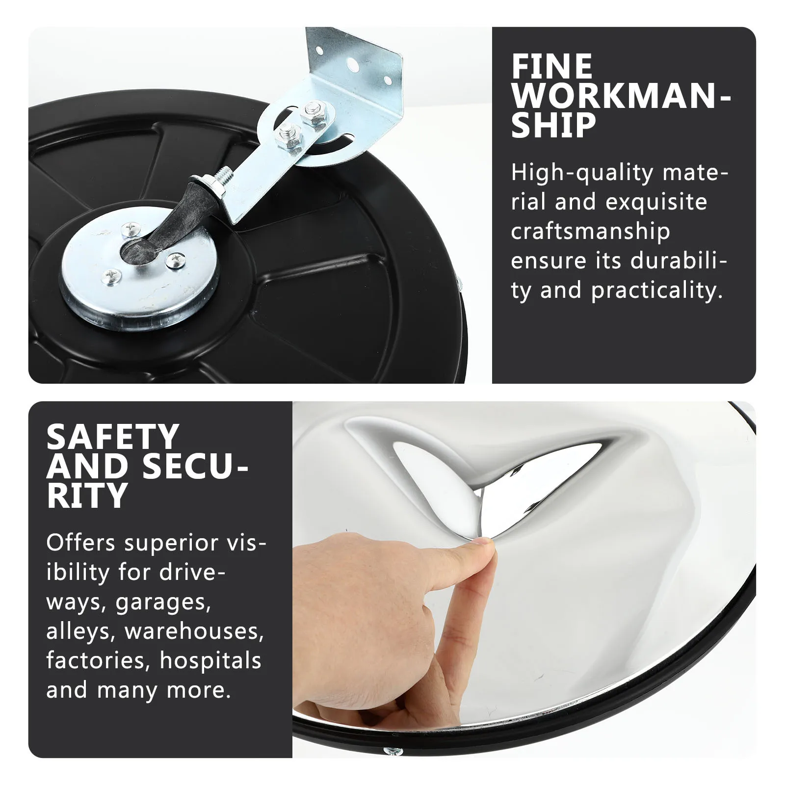 Convex Security Mirror for Outdoor Traffic Surveillance Wide Angle Blind Spot Detection Spherical Road Junction