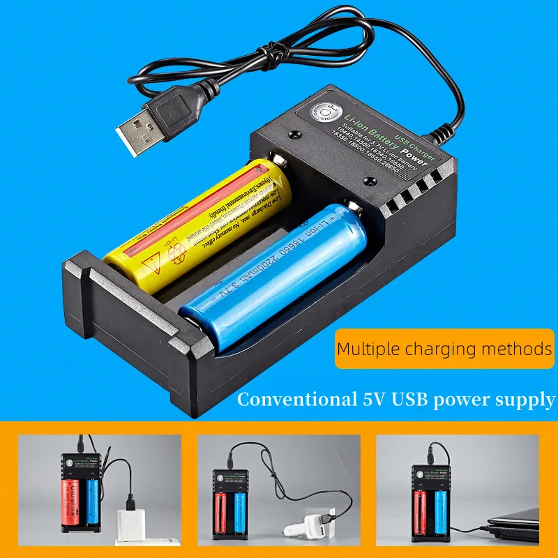 3.7v 2-Slot USb 18650 Battery Charger Dual Independent Charging Adapter Lithium Battery Charger For Batteries 18650