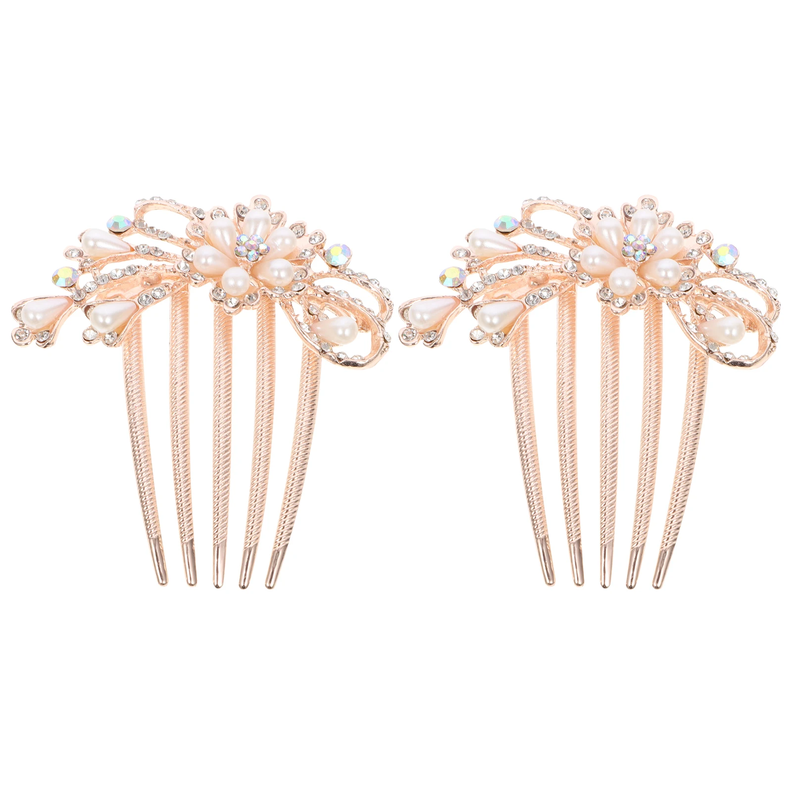 

2 Pcs Pearl Hair Combs Elegant Wedding Bridal Accessories Rhinestone Decorative Bride Headdress For Special Occasions