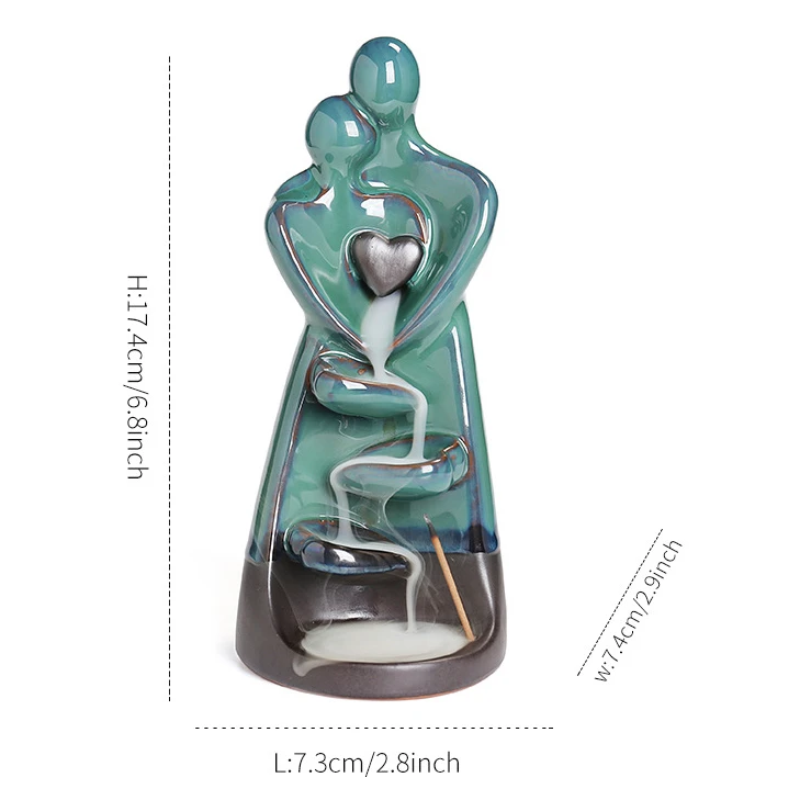 1pc,Creative Ceramic Craft Home Decorate Lover Type Backflow Incense Burner Incense Censer Stick Holder (Without Incense) view 6