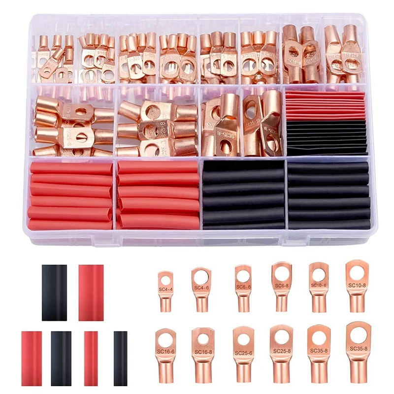 Well-240Pcscopper Wire Lugs Battery Terminals Battery Cable Ends,AWG 2 4 6 8 10/12 Gauge Wireconnectors,For Marine Electrical