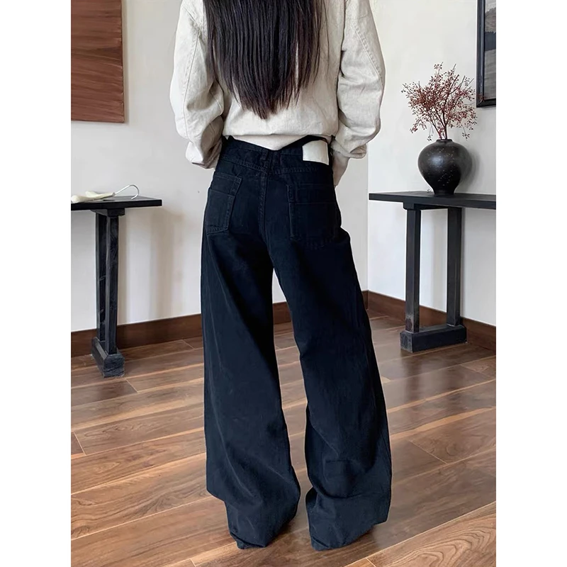 ZHIZOU Women Black Y2k Baggy Jeans Japanese 2000s Style Grunge Jean Pants Vintage Harajuku Oversize Denim Trousers Spring 2026