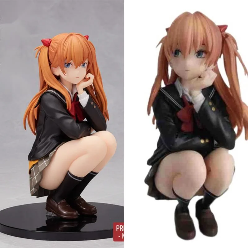 

Squatting Asuka Langley Soryu EVA Neon Genesis Evangelion Anime Figure Detailed PVC Collectible Model For Collection And Gift