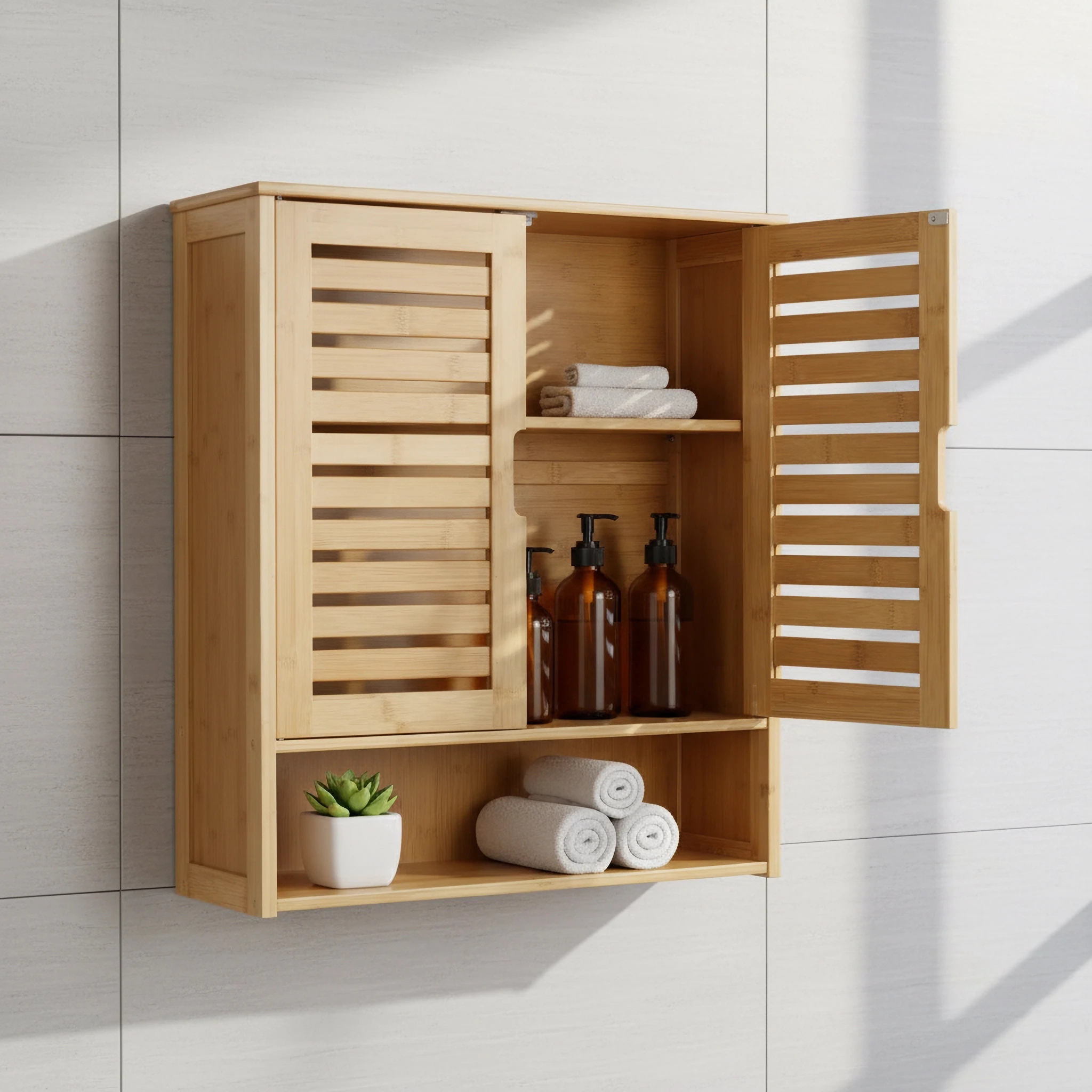 Adjustable Bathroom Cabinet Wall Mounted Over-The-Toilet Storage Organizer Space Saver Medicine