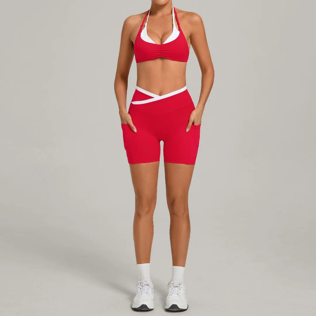

Новый женский комплект для йоги: топ-бра без спинки с высокой талией и эффектом подтяжки бедер, шорты. Спортивный костюм для фитнеса, пилатеса, бега, тренировок в зале.