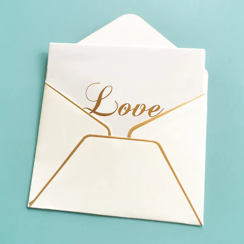 50pcs/lot Gilded Envelope Small Business Supplies Faire Part Mariage Stationery Paper Postcard Envelopes for Wedding Invitations