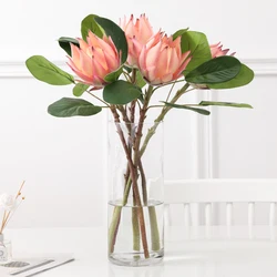 1PC,Europe Style Beautiful Artificial Flowers Fake King Protea Home Table Top Display Flowers Decorative Silk Flower