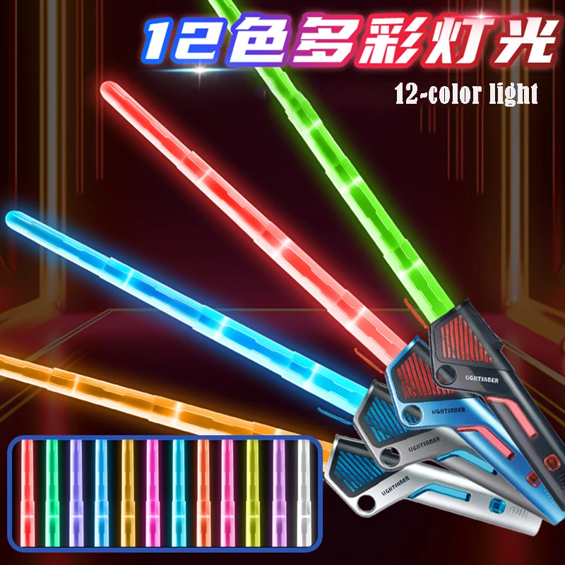 Lightsaber Laser Sword Toy Retractable Finger Rotating 12 Color Change Luminous Soundfonts Force FX FOC Blaster Toys for Childre