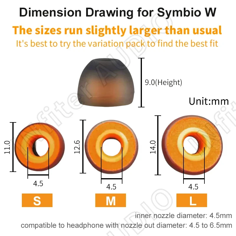 SYMBIO W Memory Foam & Silicone Universal Premium Symbio Eartips Symbio W Memory Foam Eartips Hybrid 2-layer Silicone Earbuds