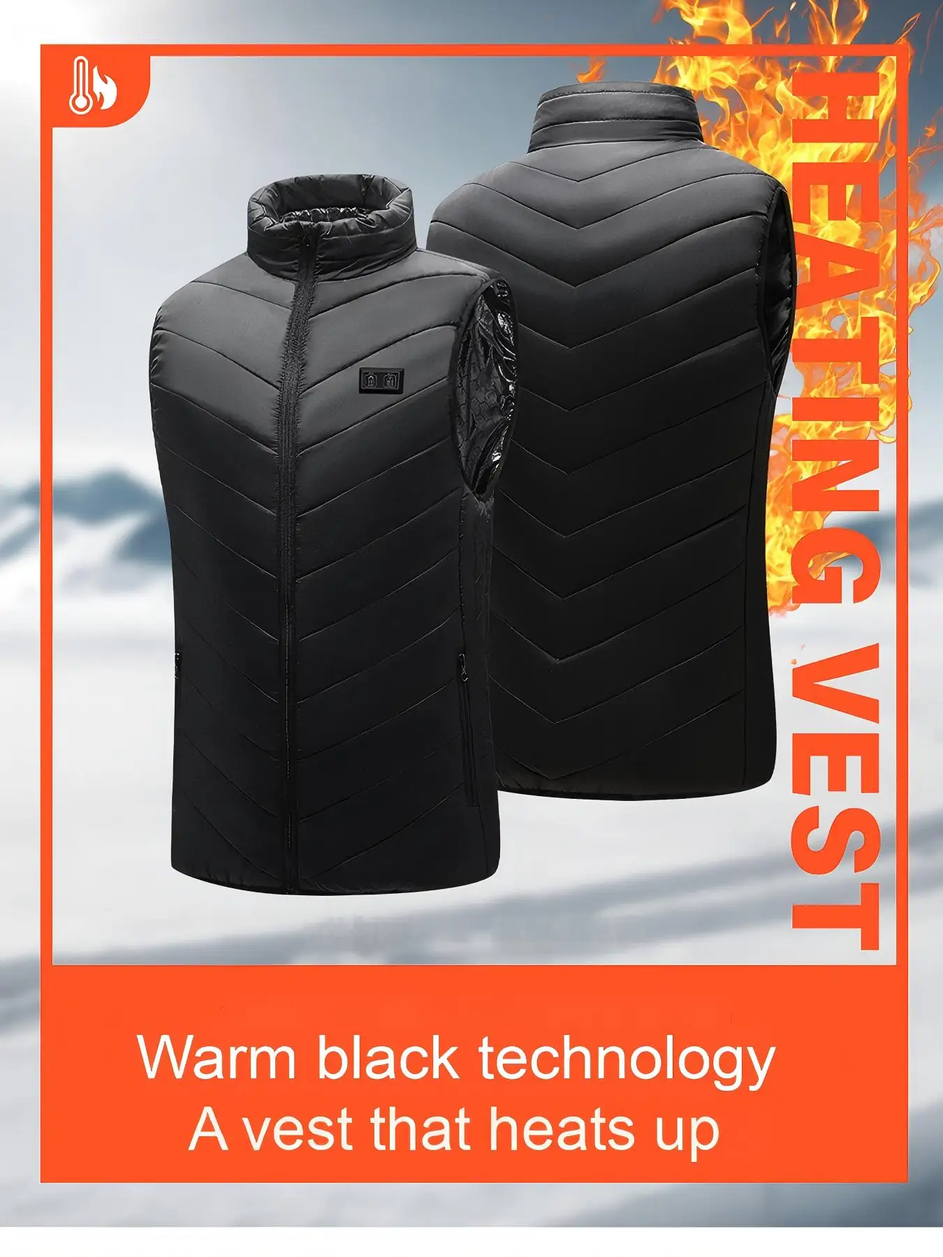 New Men'S Autumn And Winter Outdoor Cold Proof Casual Stand Collar 15 Zone Intelligent Heating Warm Vest (Excluding Power Bank)