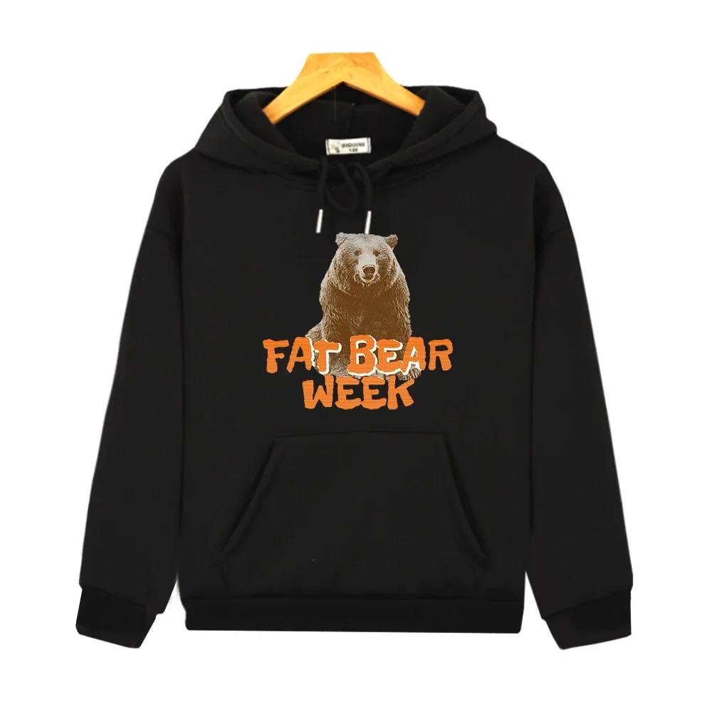 

Fat Bear Week Cute Print Hoodies Autumn Winter Fleece Warm Sweatshirt for Children Kawaii Boys and Girls Clothing Hooded Soft