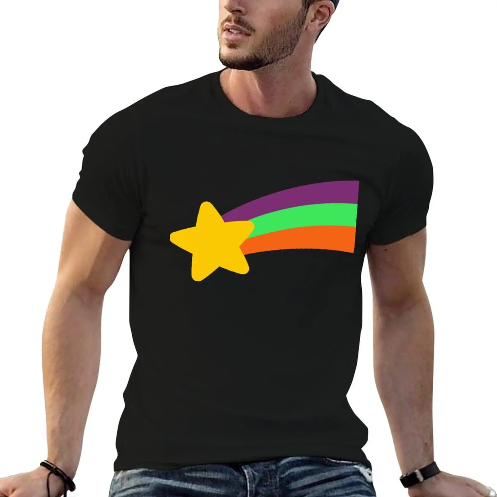Mabel Shooting Star Rainbow Gravity Fall T-Shirt mens graphic t shirts t shirts for man pack cotton T-Shirt