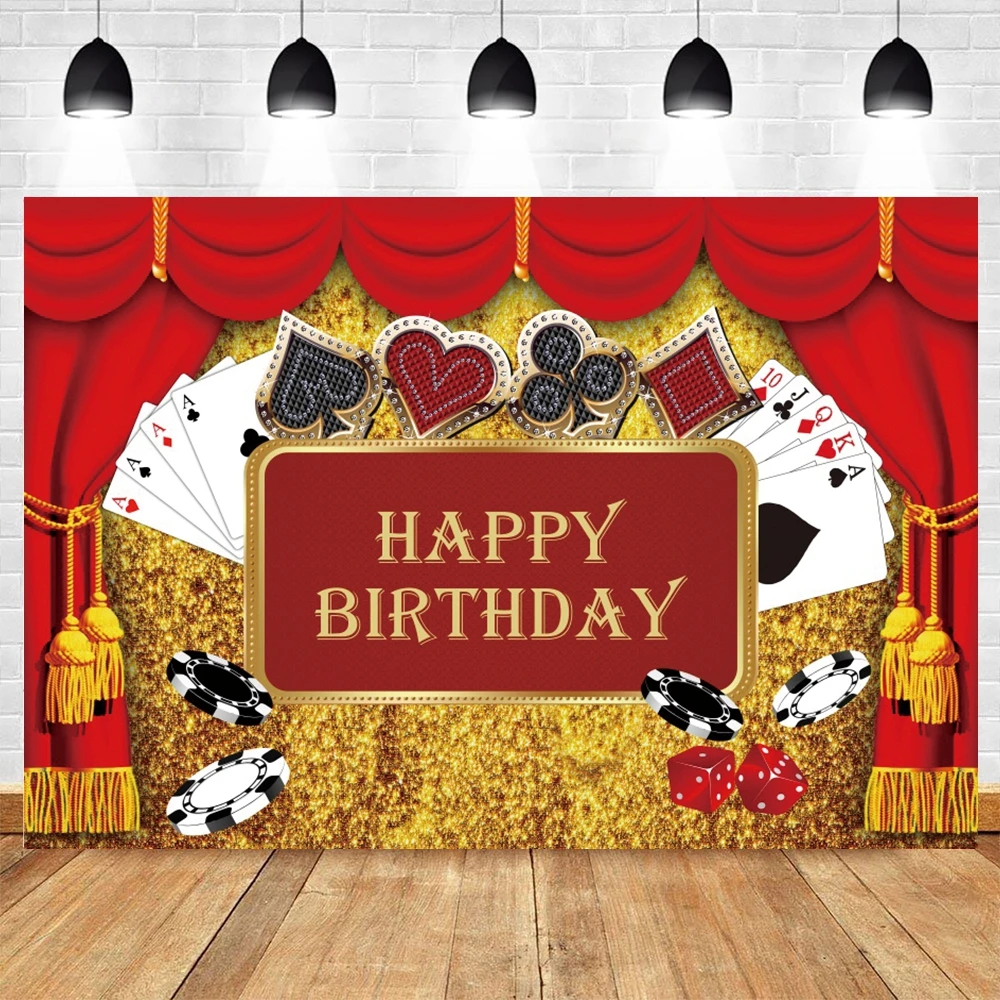 Yeele-카지노 파티 배경, 포커 라스베이거스 파티 생일 배경, 카지노 밤 사진 배경 장식 소품