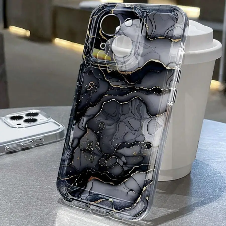 حافظة لهاتف آيفون 13 12 11 Pro MAX 16e XR 12 Mini 17 Air 7 8 16 15 14 Plus Marble