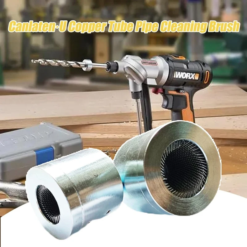 Paquete de 2 cepillos de limpieza de tubos de cobre, cepillo de limpieza de tubos HVAC completamente de Metal para potencia de taladro, vástago de 1/4 pulgadas (1/2 pulgadas y 3/4 pulgadas)