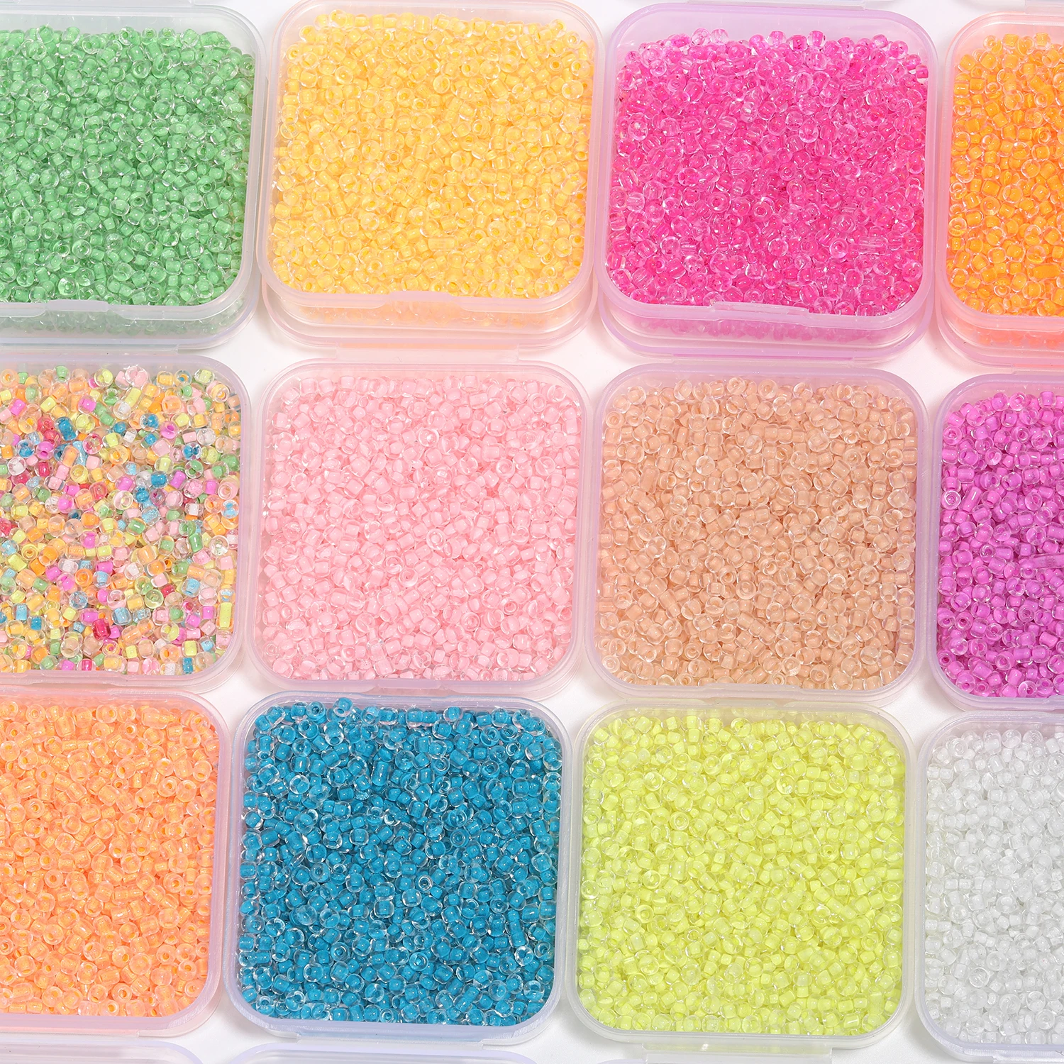 1200pcs/box 3mm Colorful Transparent Dyed Core Glass Seed Beads Loose Spacer Beads For Jewelry Making DIY Bracelet Necklace