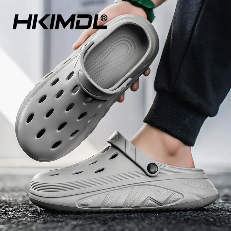 

HKIMDL Men Platform Sandals Summer Thick EVA Sole Non-Slip Hollow Out Clogs Beach Outdoor Garden Shoes 40-45