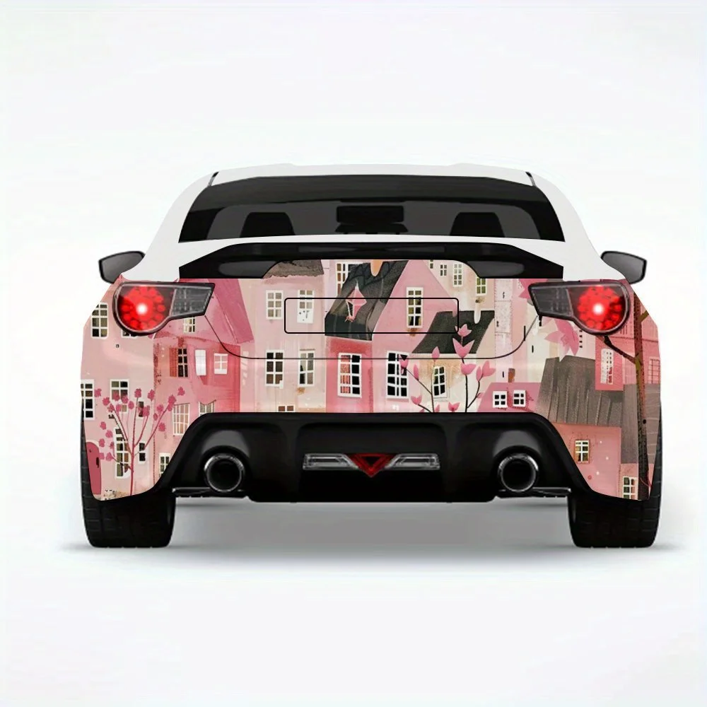 

Pink Fairy - tale Town Car StickerVinyl Decal for Car Rear, Waterproof Self-Adhesive Vinyl Stickers for Vehicle Tail & Bumper, D