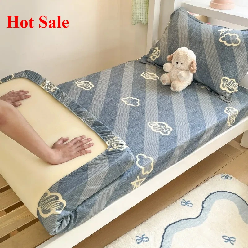 Cotton printing student dormitory bed hat series anti-mite 2-piece set single bed hat comfortable and breathable 3