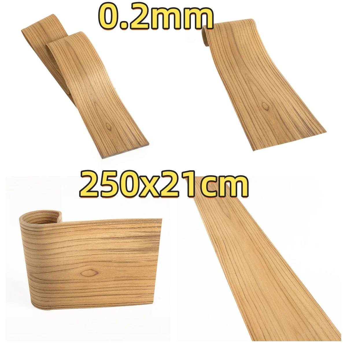 

Natural Teak Grain Veneer, 0.2mm, 250x21cm, For Musical Instrument Veneering & Headstock Veneering.