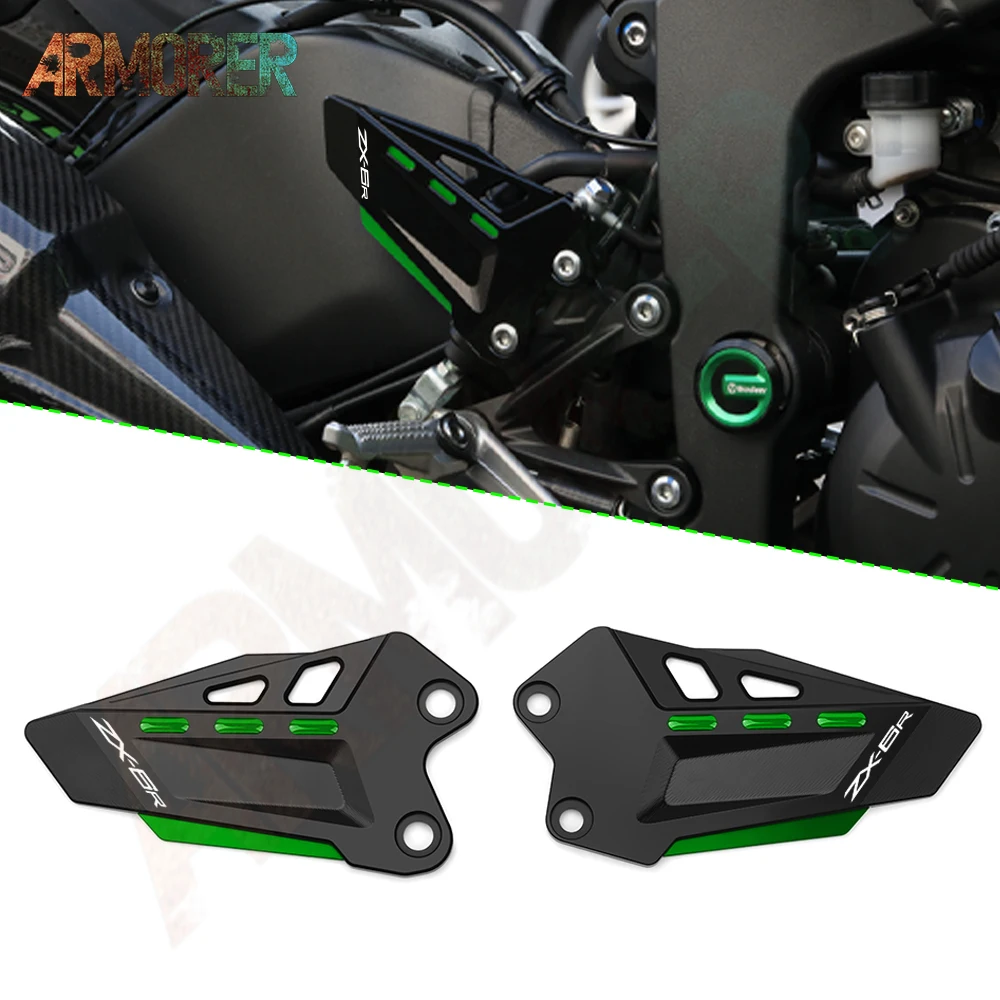 

Motorcycle Decoration Accessories CNC Footpeg Heel Plates Guard Protector For Kawasaki ZX6R ZX 6R ZX-6r zx6r zx-6r 2019 -2025