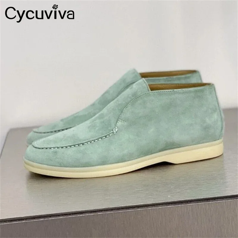 Hot Sale Multicolor Real Suede Flat Loafers Shoes Women Slip-on Formal Open walk shoes Top Luxury Brand loafers Shoes female