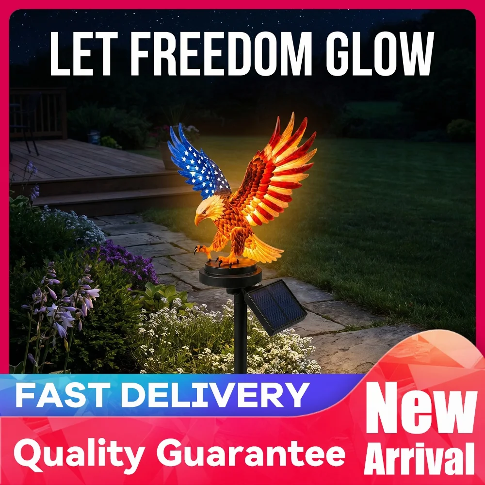 Eagle Solar Lights Waterproof Decorative Solar Powered Eagle Stake Lights 4th of July Decorations for Yard Patio Lawn Party