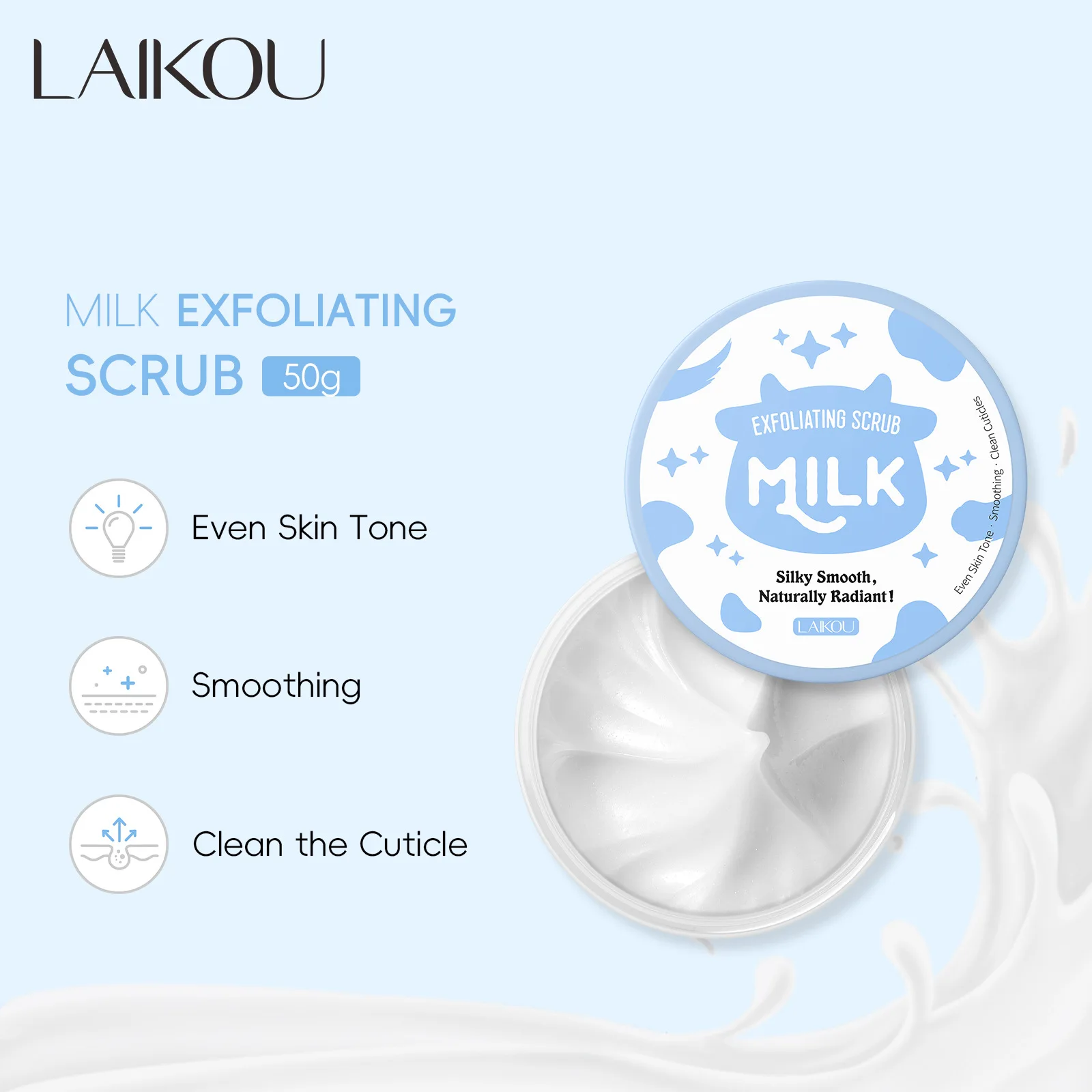 LAIKOU Milk Body Scrub Exfoliating Deep Cleansing Face Scrub Silky Smooth Naturally Radiant For Men & Women Moisturize Scrub 90g