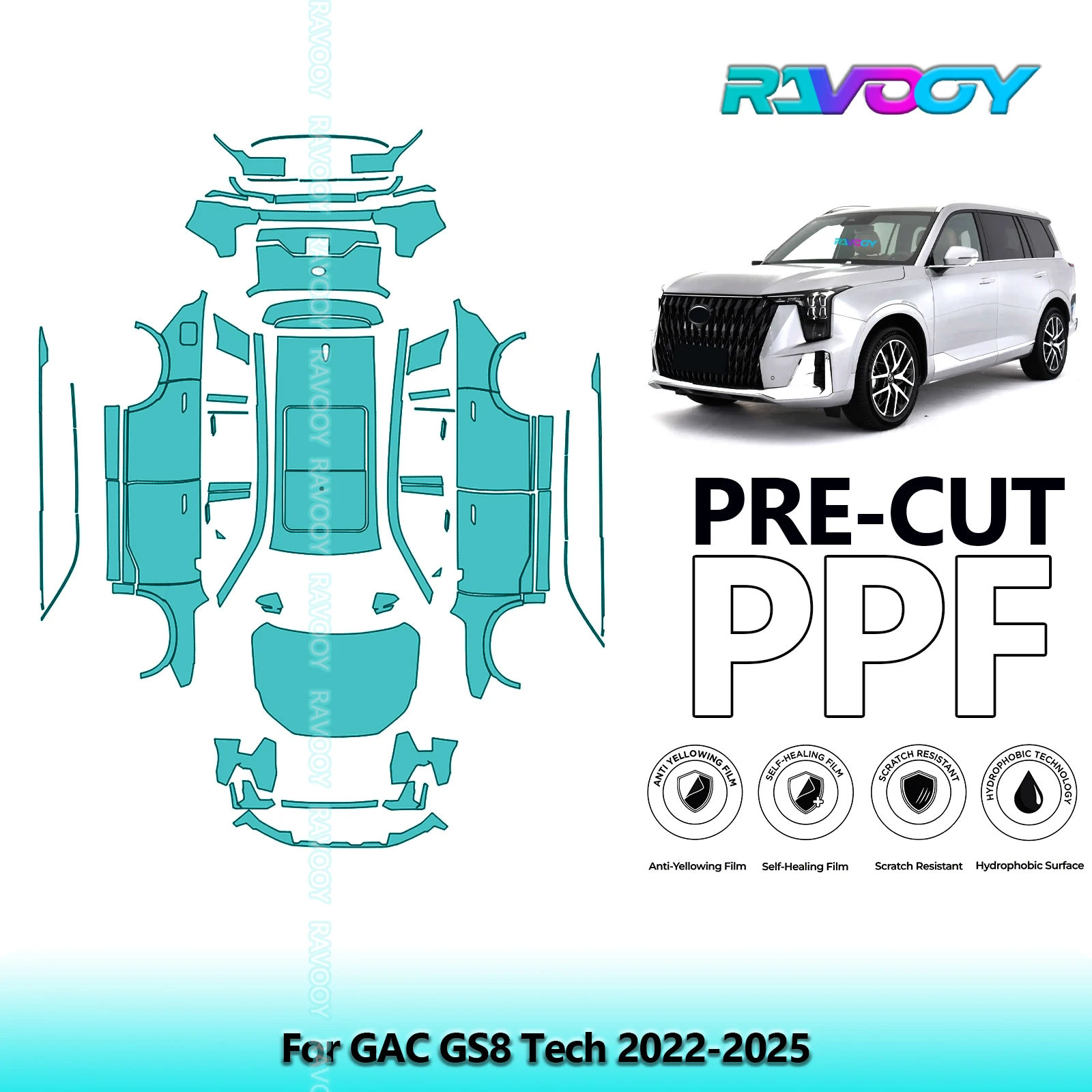 

Full Vehicle Clear Bra Precut PPF Paint Protection Film For GAC GS8 Tech 2022-2025