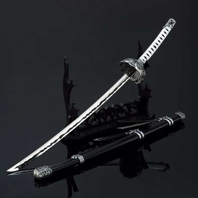 26cm 금속 Sekiro 늑대 Katana 검 미니 닌자 칼 일본 사무라이 Katana 블레이드 실제 크기 무기 모델 아이 장난감 애니메이션 선물