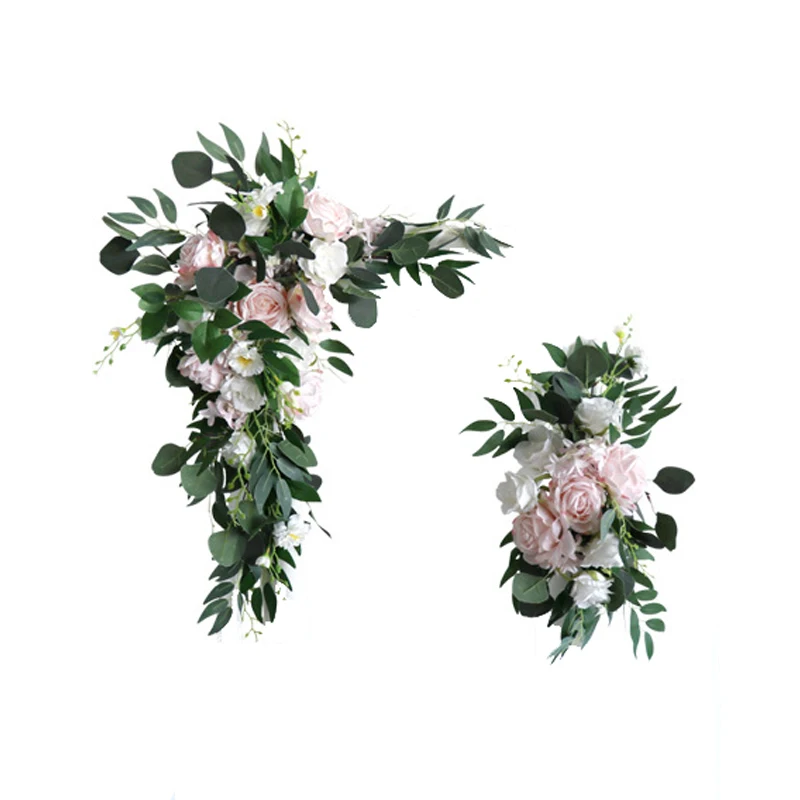 

Wedding Props Artificial Customiz Flower Row Arch Arrange Wreath Rose Wedding Christmas Decor Home Wall Hanging Flower 2pcs/set