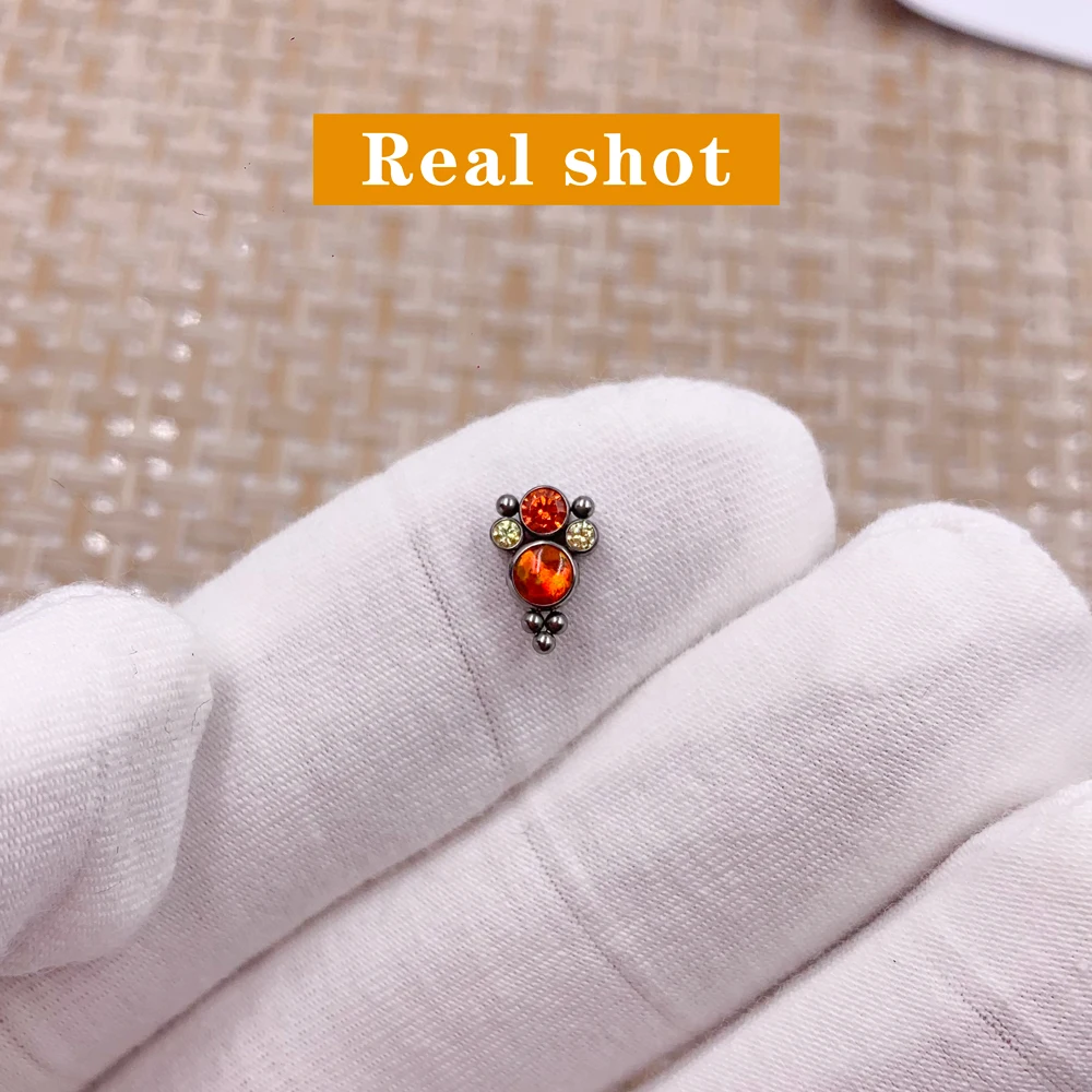 2021 Gorgeous Opal Earrings G23 F136 Titanium Labret Lip Stud Earrings  Piercing Fashion Ladies Face Decoration Jewelry