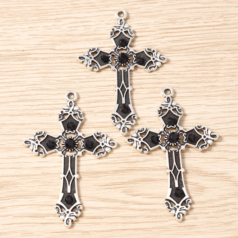 Tusember 5 Stück 37*56mm Gotische Große Kreuz-Anhänger aus Legierung für DIY Schmuckherstellung, Halsketten, Schlüsselanhänger, Handgefertigte Kunstwerke – Detail 2