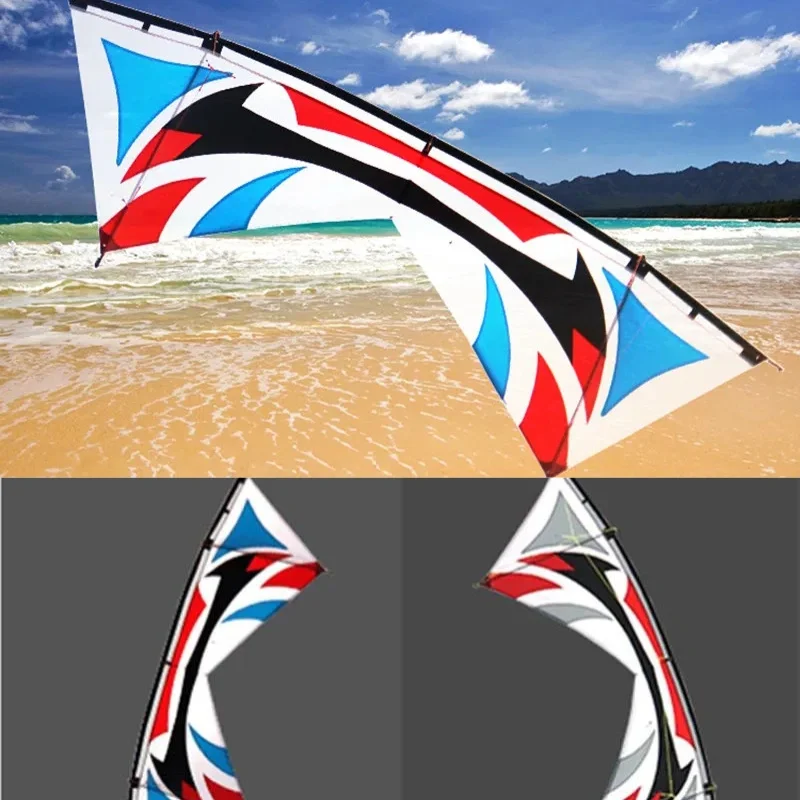 Free Shipping 240cm quad line stunt kite for adults kites reel flying fish kites line professional winds inflatable games handle