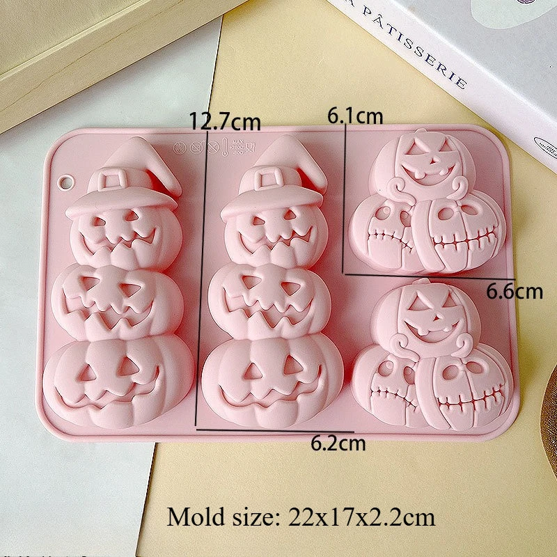 Halloween-Serie Silikonformen: Kürbiskopf, Fledermaus, Besen, Hexenhut – Fondant, Süßigkeiten, Eiswürfel, Schokoladenform, Pudding, Kuchendekoration – Detail 5
