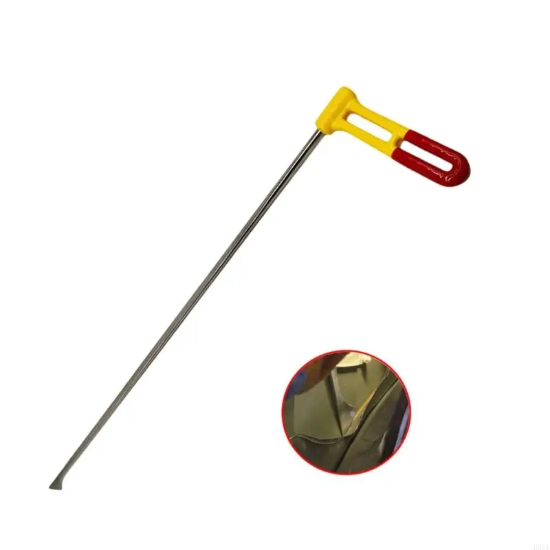 Car Body Repair Rod 71 Steel Flat Hook Tool with Wide T Handle for Door Trunk Lid and Narrow Vehicle Panel Access H9EE