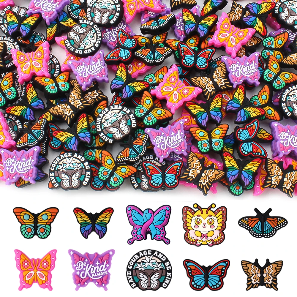 5/10pcs Silicone Beads Cute Pretty Butterflies Focal Beads for Jewelry Making Pen KeyChain Necklace Bracelets Decor Accessory