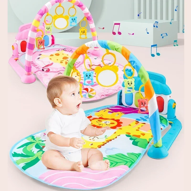 Baby Fitness Stand Music Play Gym Activity Toys Newborn Piano Crawling Blanket Pedal Game Pad Early Education 0-36 Months Gifts