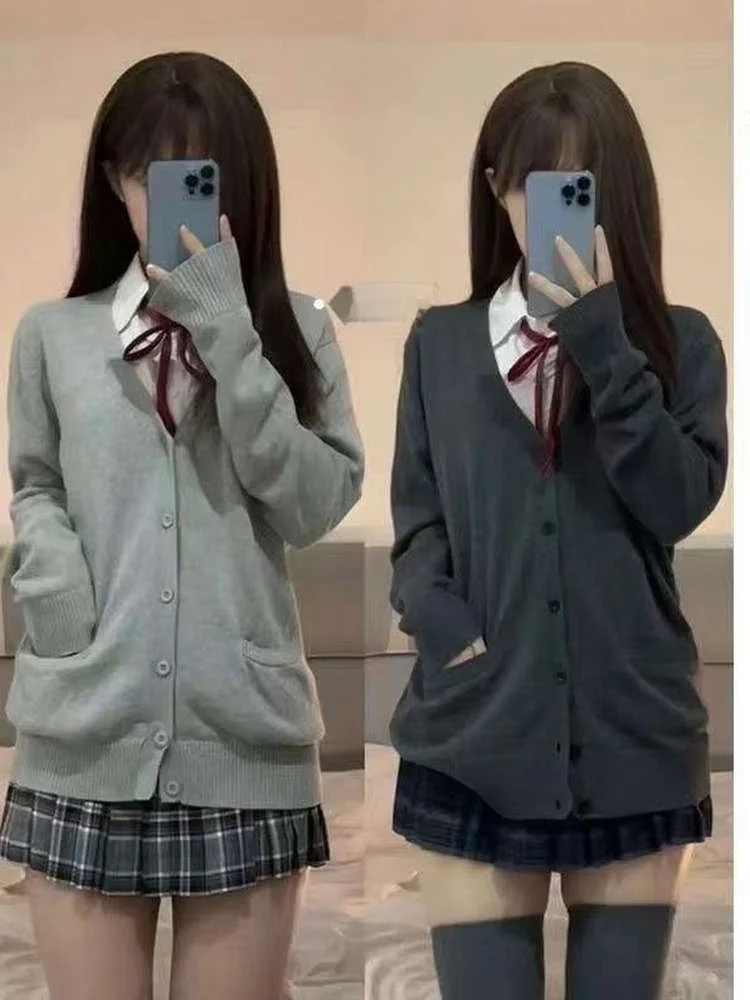 

Sweet School orm Sle Knitted Cardigan Long Sve Outerwear Versatile Spring Autumn New Arrival Women's Faion Set