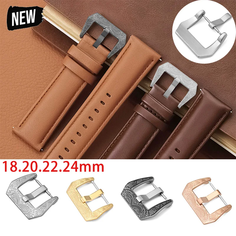 18/20/22/24mm Vintage Metal Watchband Buckle Universal Stainless Steel Strap Pin Clasp Replacement for Men Leather Bracelet